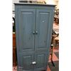 Image 1 : BLUE WOOD FOUR DOOR CABINET, 32 X 22 X 70