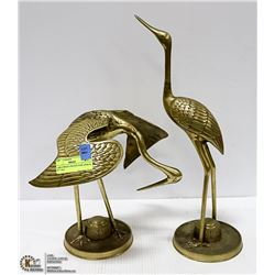 PAIR OF BRASS CRANES APPROX 20 " TALL