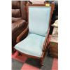 Image 1 : ANTIQUE LIGHT BLUE WOODEN ROCKING CHAIR ON WHEELS