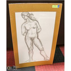 1970  WATERCOLOR SKETCH OF NUDE WOMAN (SIGNED)