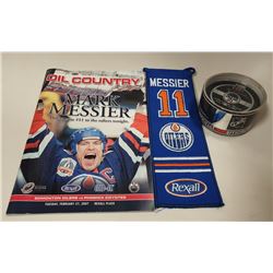 LOT OF OILERS COLLECTIBLES MESSIER BANNER NIGHT