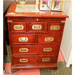 WOOD 7 DRAWER END TABLE WITH PULL OUT TRAY