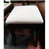 Image 1 : FABRIC AND WOOD STOOL, 20 X 13 X 18