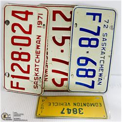 FOUR 1970'S LICENSE PLATE - EDMONTON/SASKATCHEWAN