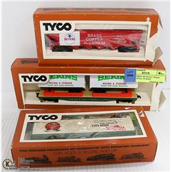 LOT OF THREE HO SCALE TRAIN MODELS (STILL IN BOX)