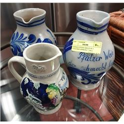 GROUP OF 3 GERMAN STEINS APPROX 8 " TALL