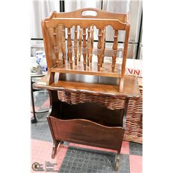 WOODEN MAGAZINE TABLE AND HOLDER