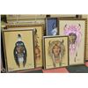 Image 1 : LOT OF 5 FRAMED VINTAGE NATIVE ART PICTURES