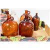 Image 1 : FIVE VINTAGE GLASS JUGS MADE IN CANADA- AMBER/CLEA