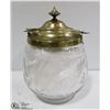 Image 1 : VINTAGE ETCHED GLASS BISCUIT BARREL 8 INCHES TALL