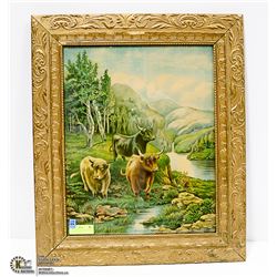 GOLD FRAMED VINTAGE PICTURE 27 INCHES X 25 INCHES