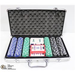 PROFESSIONAL POKER SET, 300 CASINO CHIPS, CARDS