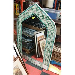 INDIAN STYLE TILE MOSAIC MIRROR.  55" X 36.5".