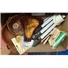 Image 1 : BOX OF VINTAGE ITEMS INCL. ASHTRAY, WOOD