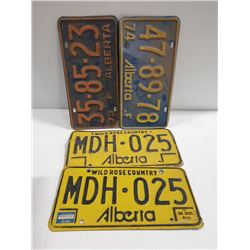 BOX WITH 4 VINTAGE ALBERTA LICENSE PLATES