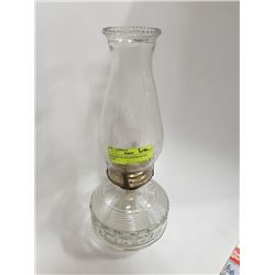 ANTIQUE GLASS AND BRASS OIL LAMP