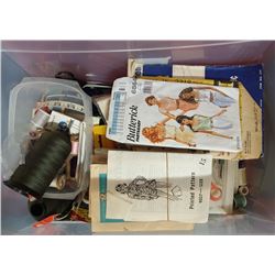 TOTE OF SEWING SUPPLIES