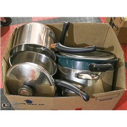 COPPER BOTTOM POTS AND PANS- BOX LOT