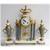 Image 1 : ANTIQUE 3 PIECE FRENCH WIND UP CLOCK MARBLE 17"