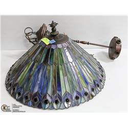 TIFFANY STYLE CEILING LAMP, SIGNED J. QUOIZEL