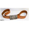 Image 1 : VINTAGE TOOLED LEATHER BELT WITH SILVER FILIGREE