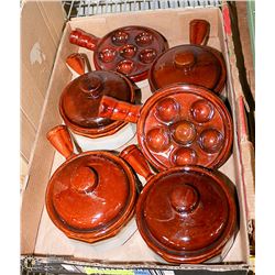 ESCARGOT POTS- SET OF 10 POTTERY DISHES