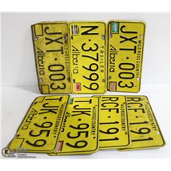 LICENSE PLATES- VINTAGE LOT OF YELLOW ALBERTA )