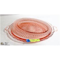 2 SMALL DEPRESSION GLASS PLATTERS