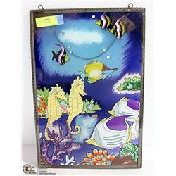 HAND PAINTED STAINED GLASS STYLE  PANEL