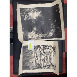 LOT OF 2 LITHOGRAPHS OF HAROLD BARLING TOWN