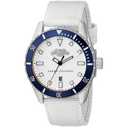 ARMANI EXCHANGE WHITE DIAL WHITE LEATHER STRAP