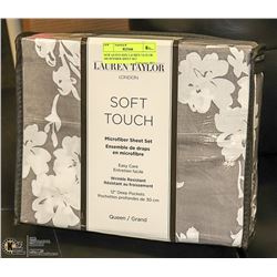 NEW QUEEN SIZE LAUREN TAYLOR MICROFIBER SHEET SET
