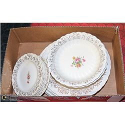 VINTAGE ENGLISH ROSE DISHES. 14 PCS.