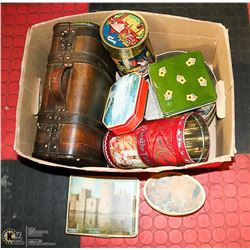 OLD WOOD AND LEATHER SMALL SUITCASE WITH