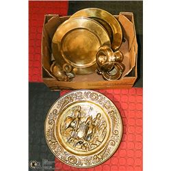 BOX OF BRASS. 6 PLATES MADE IN DENMARK. SOLID