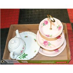 PINK 3 TIER ROYAL TUDOR WARE CAKE PLATE BY