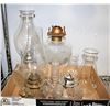 Image 1 : 4 VINTAGE LAMPS-ANTIQUE KEROSENE TALL GLASS OIL