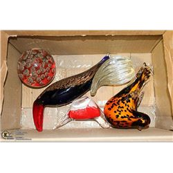 4 BLOWN GLASS BIRDS