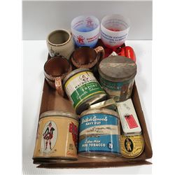 ESTATE LOT TOBACCO TINS & OLD ADVERTISING GLASSES