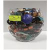 Image 1 : LARGE GLASS VASE OF ASSORTED INDIGENOUS JEWELLERY