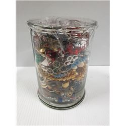 LARGE GLASS VASE OF ASSORTED VINTAGE JEWELLERY