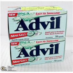 2 BOTTLES OF ADVIL 200MG MINI GEL CAPSULES, 70