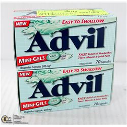 2 BOTTLES OF ADVIL 200MG MINI GEL CAPSULES, 70