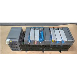 ALLEN-BRADLEY 1746-A10 10 SLOT SLC 500 RACK W/1746-P2 POWER SUPPLY & MODULES AS PICTURED