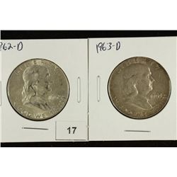 1962-D & 1963-D FRANKLIN HALF DOLLARS