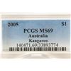 Image 3 : 2005 AUSTRALIA KANGAROO SILVER DOLLAR PCGS MS69