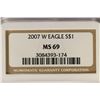 Image 3 : 2007-W AMERICAN SILVER EAGLE NGC MS69