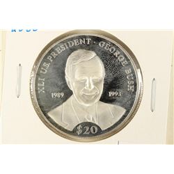2000 LIBERIA SILVER PROOF $20 US PRESIDENT