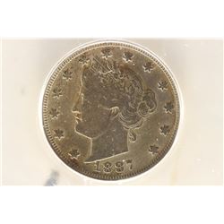 1887 LIBERTY "V" NICKEL ICG F15 DETAILS