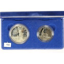 1986-S US STATUE OF LIBERTY 2 COIN PROOF SET
